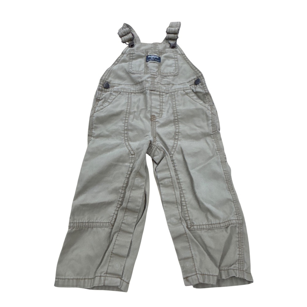 OshKosh Bgosh Kids Khaki Canvas Overalls Tan Workwear Bibs Reinforced Knee